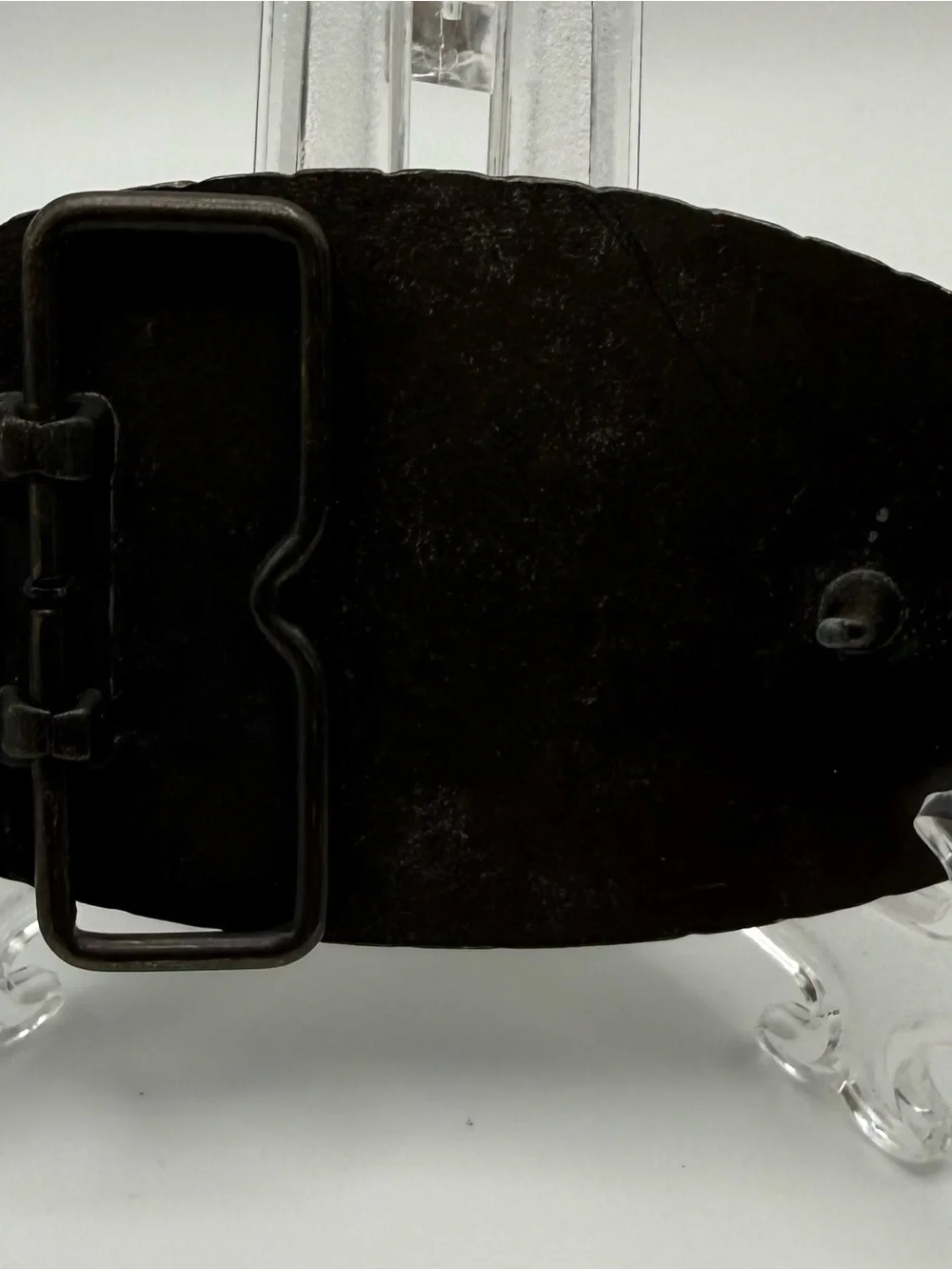 Embossed Brown Leather Belt Buckle - Men's Accessory